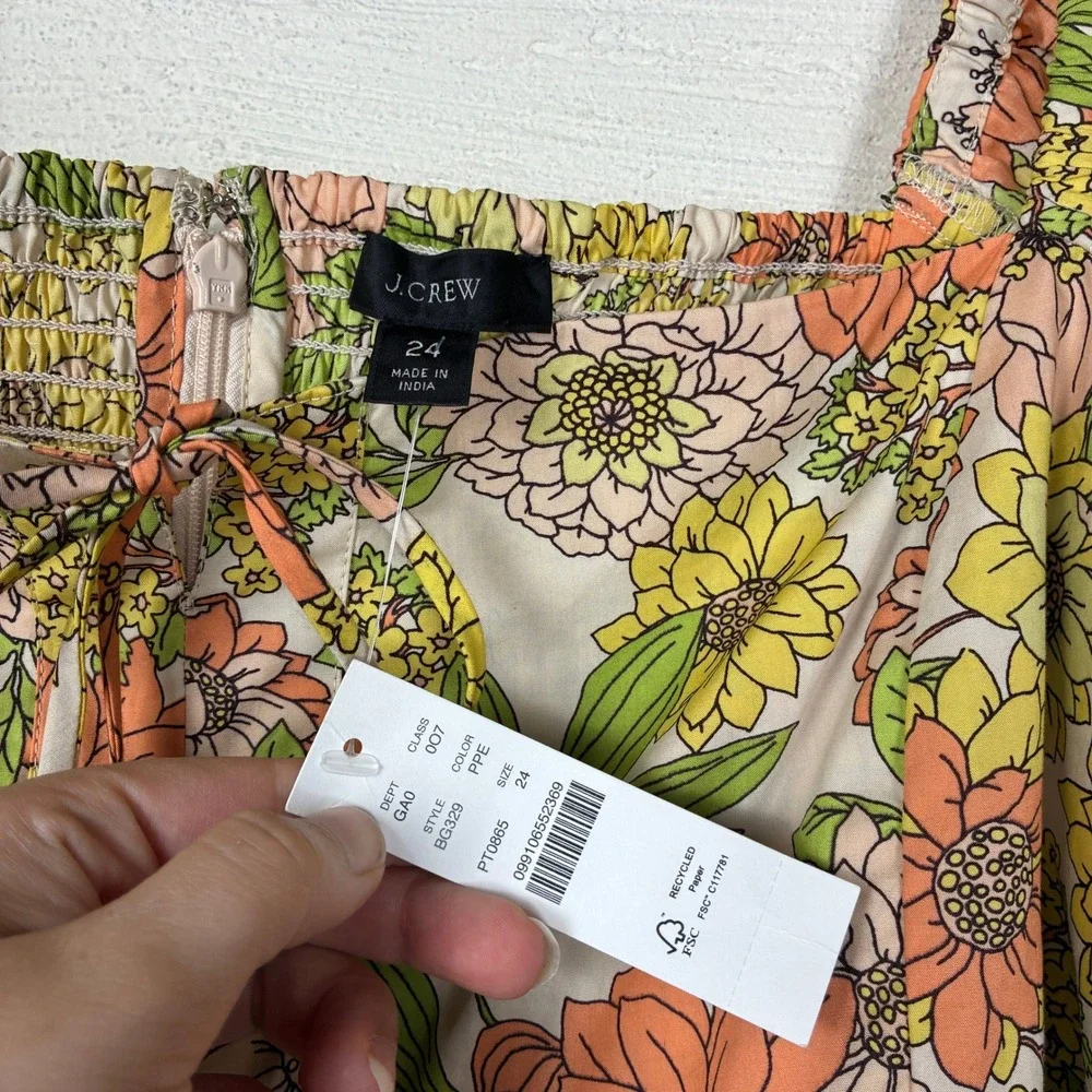NEW J. Crew Womens Squareneck Tie Front Blouse Top in Zinnia Floral Size 24